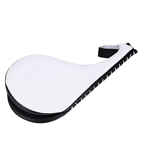Taekwondo Training Kick Pads, Premium Leather with Sponge Grip, Double Target Design for Adults, High-Elastic Rubber Band, Black