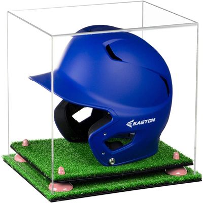 Acrylic Display Case for Baseball Batting Helmet Premium Baseball Display Case with Turf Base and Polished Edges Durable Display Cases for Collectibles .Dim:12.25" L x 10" W x 10.5" H (V22)