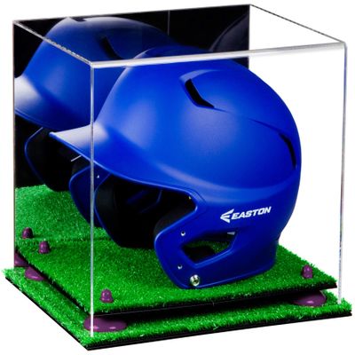 Acrylic Display Case for Baseball Batting Helmet Premium Baseball Display Case with Turf Base and Polished Edges Durable Display Cases for Collectibles .Dim:12.25" L x 10" W x 10.5" H (V22)