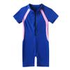 Freebily Kids Girls One-Piece Front Zipper Swimsuit Bathing Snorkeling Rash Guard Shirt Thermal Shorty Wetsuit Swimwear Blue 10-12 view 3