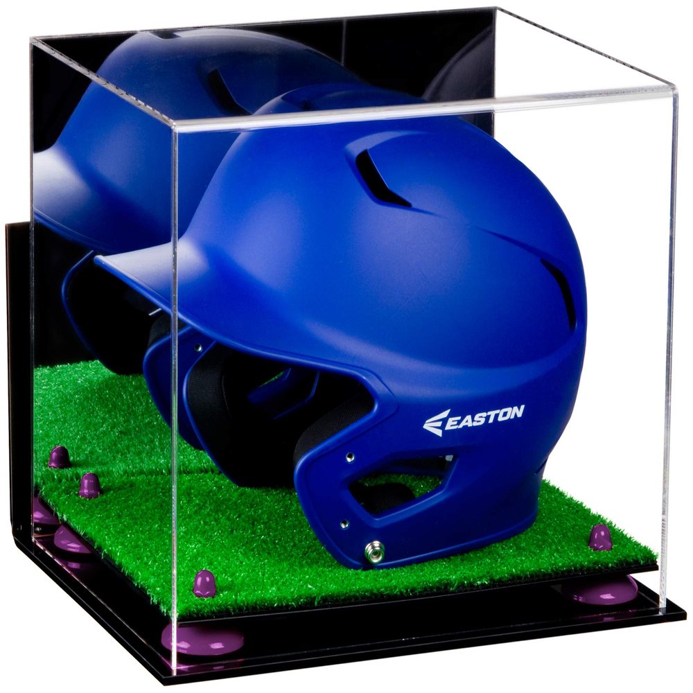Acrylic Display Case for Baseball Batting Helmet Premium Baseball Display Case with Turf Base and Polished Edges Durable Display Cases for Collectibles .Dim:12.25" L x 10" W x 10.5" H(V22)