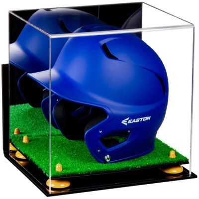 Acrylic Display Case for Baseball Batting Helmet Premium Baseball Display Case with Turf Base and Polished Edges Durable Display Cases for Collectibles .Dim:12.25" L x 10" W x 10.5" H (V22)