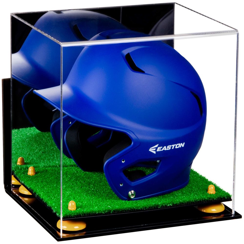 Acrylic Display Case for Baseball Batting Helmet Premium Baseball Display Case with Turf Base and Polished Edges Durable Display Cases for Collectibles .Dim:12.25" L x 10" W x 10.5" H (V22)