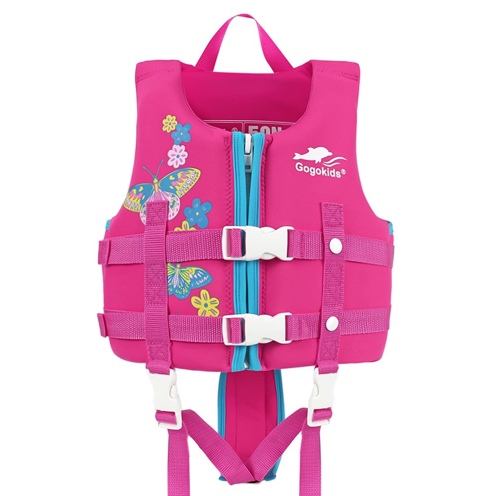 Gogokids Toddler Swim Vest, Premium Kids Swimming Jacket for 30-40-50-60-70 Lbs Girls and Boys, Floaties Vest Swimming Aid with Dual Adjustable Safety Strap for 2-9 Years in Pool/Puddle/Beach