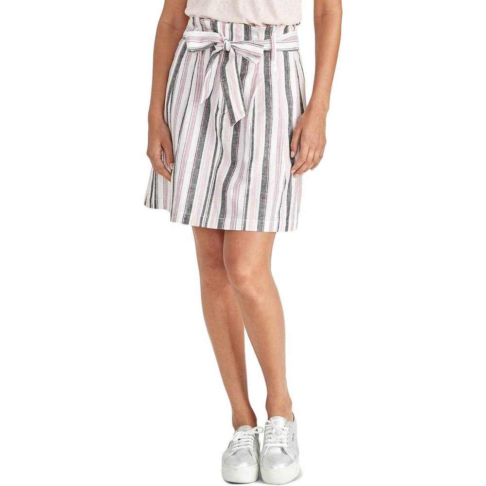 RACHEL Rachel Roy Womens Ania Linen Blend Striped Straight Skirt Pink 0