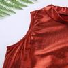 iiniim Girls Shiny Metallic Turtleneck Crop Tank Tops for Gymnastic Leotard Jazz Ballet Dance wear Costume Red 10 view 3