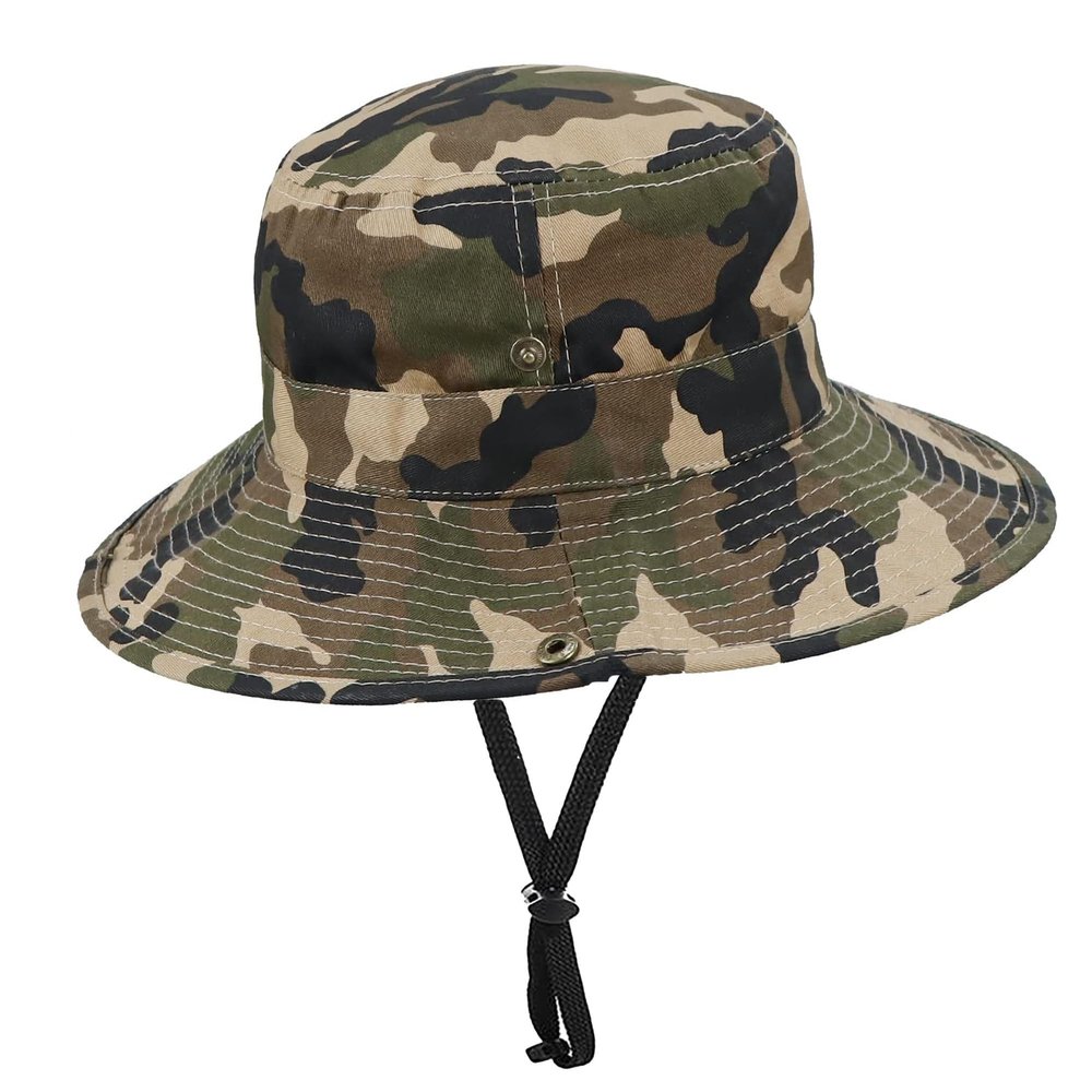 Toddler Sun Hat Bucket Boys-Camouflage Fishman Cap Packable (Camo,54cm Suggest for 4-6 Years Old Kids)