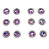 6pairs Pack 15mm Round Shaped Zircon Rhinestone Earrings Studs Set for Party Wedding Dance Competition Everyday Wear Silver Plated Jewelry Rainbow Violet Color view 1