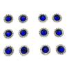 6pairs Pack 15mm Round Shaped Zircon Rhinestone Earrings Studs Set for Party Wedding Dance Competition Everyday Wear Silver Plated Jewelry Sapphire Color view 1