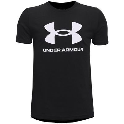 Under Armour Boys' Sportstyle Logo Short-Sleeve T-Shirt , Black (001)/White , Youth Medium