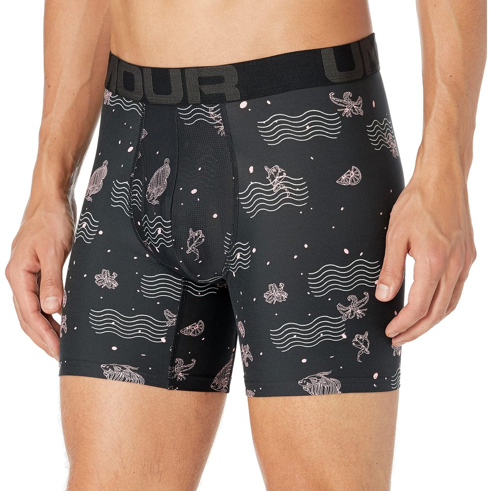 Under Armour Mens Tech 6-inch Boxerjock , Black (021)/Black , Small