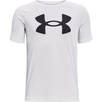Under Armour Boys Tech Big Logo Short Sleeve T-Shirt , White (100)/Black , Small