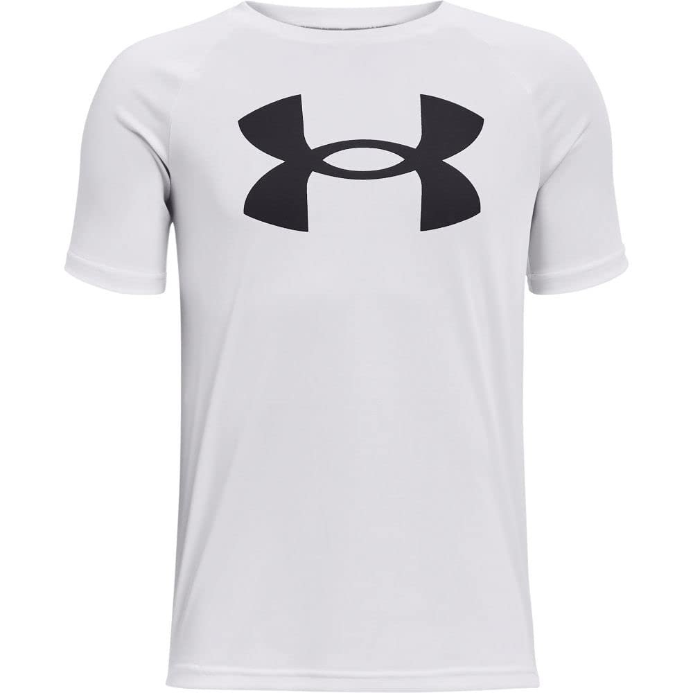 Under Armour Boys Tech Big Logo Short Sleeve T-Shirt , White (100)/Black , Small