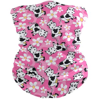 Protective Veil Scarves Cute Cow And Flower Women Men Scarf Sunscreen Dust Wind UV Sun Hair Wrapping Wristband Headwear for Outdoor Hiking Cycling Running Motorcycling
