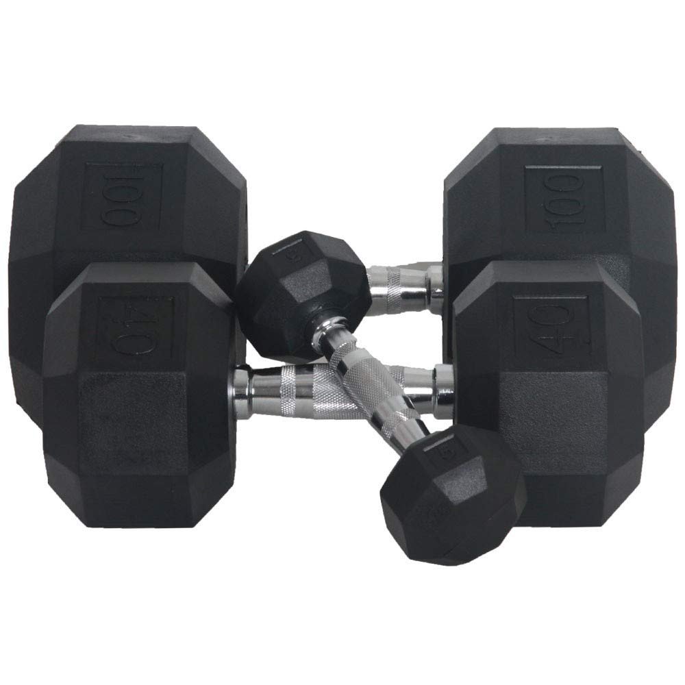 Fitness First Rubber Hex Dumbbell Pairs, 60 lbs