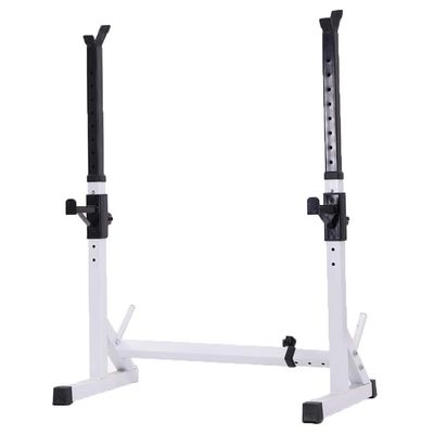 Squat rack Bench Press Multifunctional shelf Adjustable bracket Home indoor gym Strength training stand Men's fitness barbell rack Squat rack ( Color : White , Size : (84~108)*60*(81~130)cm )