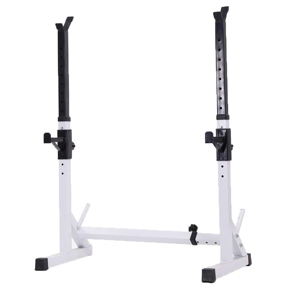 Squat rack Bench Press Multifunctional shelf Adjustable bracket Home indoor gym Strength training stand Men's fitness barbell rack Squat rack ( Color : White , Size : (84~108)*60*(81~130)cm )