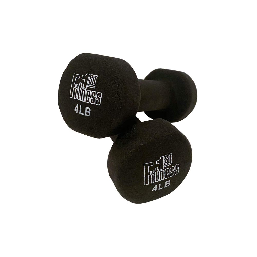 Fitness First Neoprene Dipped Dumbbells (Pairs), Black, 4