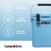 CAMP-ZERO 16L Tall Cooler/Ice Chest with 2 Molded-in Cup Holders & Folding Aluminum Handle | Thick Walled, Freezer Grade Cooler with Secure Locking System & Removable Divider (Sky Blue) view 2