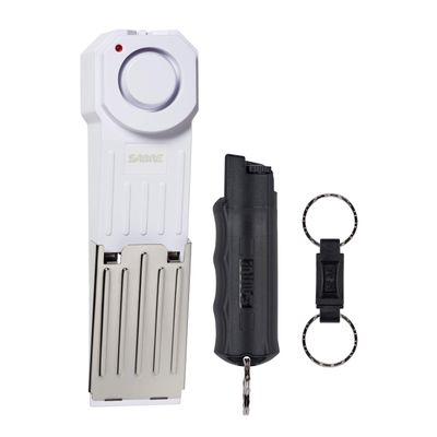 SABRE Home and Away Campus Safety Kit with Pepper Gel and Door Stop Alarm, 25 Bursts, 12-Feet (4-Meter) Range, Gel is Safer, 120dB Siren, Audible up to 1,000-Feet (300-Meters)