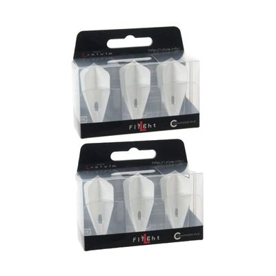 LSTYLE Dart Flights: L8 PRO Bullet - Two Pack - for Soft Tip and Steel Tip Darts - White