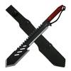 Survivor - Fixed Blade Machete - Black and Satin Finish Stainless Steel Blade with Sawback, Brown Wood Handle, Full Tang, Nylon Sheath - Hunting, Camping, Survival - SV-MHT004BK view 1
