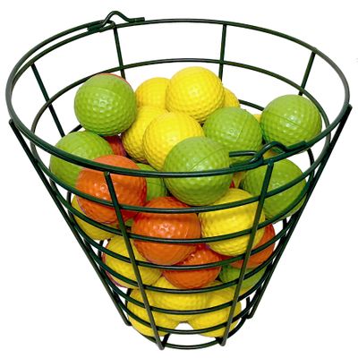 42 Multi-Color Foam Golf Ball-Size Indoor/Outdoor Limited Flight Practice Balls in Metal Range-Style Bucket