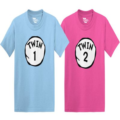 Tcombo Twin 1 & Twin 2 Toddler/Infant T-Shirt 2 Pack (Light Blue/Pink, 4T/5T)