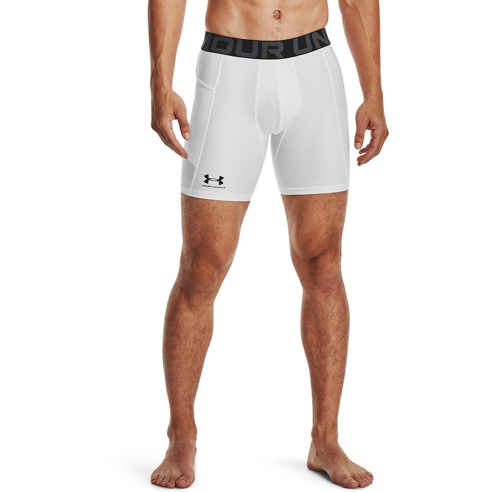Under Armour Men's Armour HeatGear Compression Shorts , White (100)/Black, Large