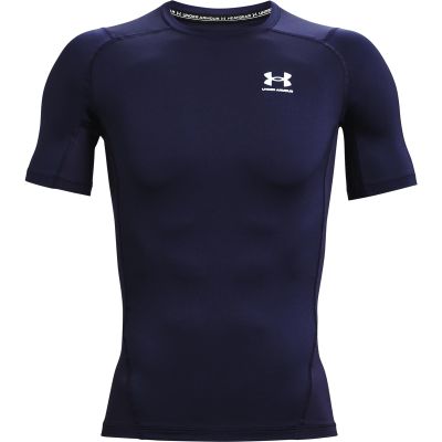 Under Armour Men's Armour HeatGear Compression Short-Sleeve T-Shirt , Midnight Navy (410)/White, Large