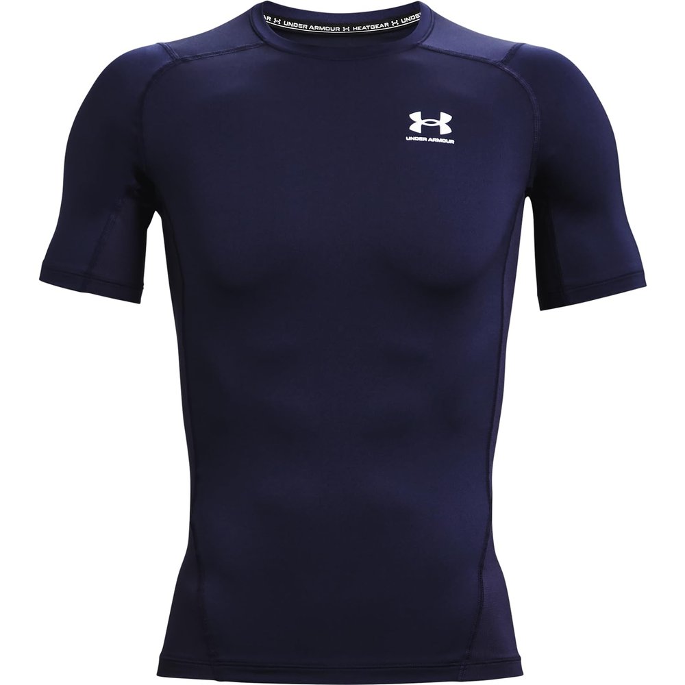 Under Armour Men's Armour HeatGear Compression Short-Sleeve T-Shirt , Midnight Navy (410)/White, Large