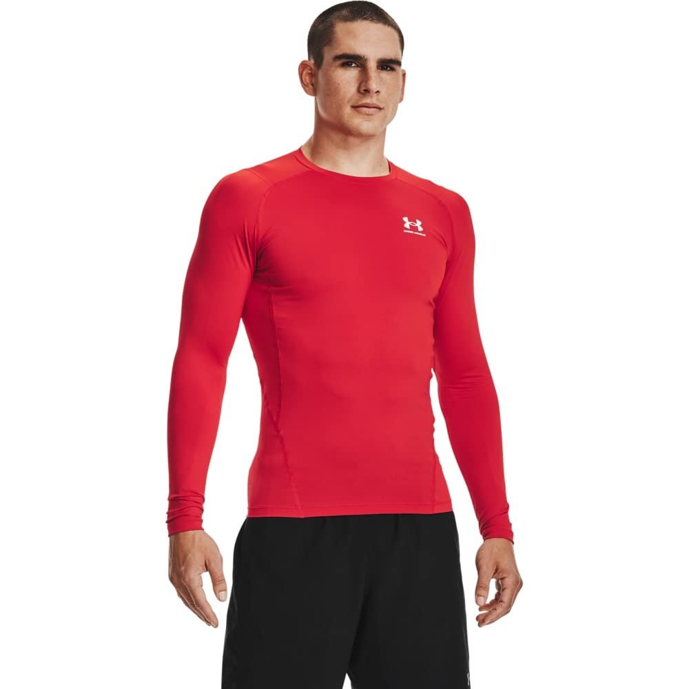 Under Armour Men's Armour HeatGear Compression Long-Sleeve T-Shirt , Red (600)/White, Medium
