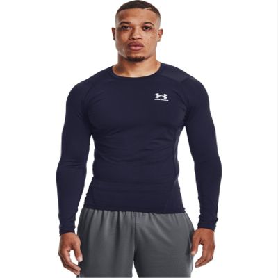 Under Armour Men's Armour HeatGear Compression Long-Sleeve T-Shirt , Midnight Navy (410)/White, Small