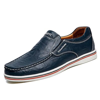 Asifn Men's Casual Driving Loafers Business Leather Men Comfort Shoes Sport Walking Light Moccasin Fashion 7.5 US Men Blue