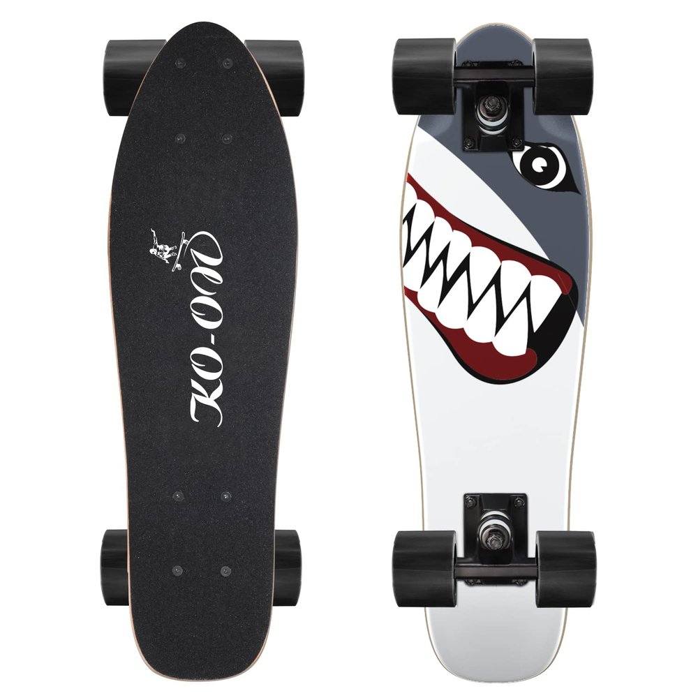 KO-ON Skateboard Complete Skateboards 22 Inch Mini Cruiser Skateboards for Beginners Kids Boys and Girls (Shark)
