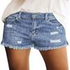onlypuff Ladies Denim Shorts Ripped Light Blue Mid Waisted Shorts Stretchy XL view 1