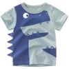 ACESTAR Toddler Boys Summer Cotton Clothes Sets Short Sleeve Tee Shirt and Short Set Kids Cartoon Dinosaur Printing Clothing Sets for Boy, Gray Dinosaur 5T view 2