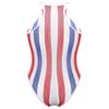 Agoky Women Rave Rainbow Striped Swimsuit Bikini See Through Mesh Thong Bodysuit for Dance Festivals White Medium view 2