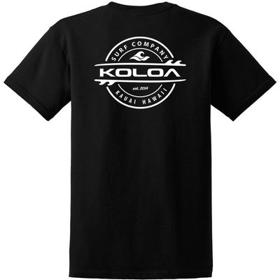 Koloa Surf Company Thruster Logo Heavy Cotton Tee - 4XL Tall - Black/White Logo