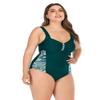 EaGo Women's Plus Size Twist Front Wireless Tankini Swim Tankini Set Tummy Control view 3