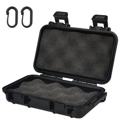 Watertight Box Outdoor Utility Dry Box, Shockproof & Protective Case W/Foam, Micro Case Solid Dry Storage Container for Fishing Camping Diving Snorkelling Outdoor Activities, Small Black