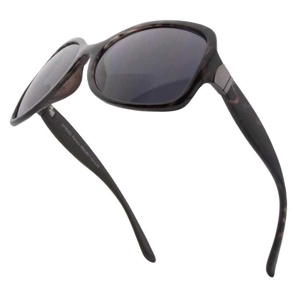 VITENZI Sunglasses with Readers for Women, Reader Sunglass with Bifocals, Oversized, Ferrara in Green 2.75