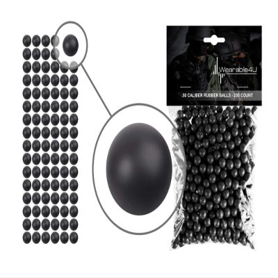 Wearable4U .50 Caliber Rubber Balls New Reusable Training Soft Rubber Balls for Paintball Guns (250 Rounds, Black x 250)