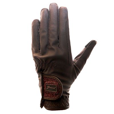Isabella Ladies Synthetic Leather Equestrian Horse Riding Gloves, Black, Brown, Navy, White sz 5-9 (Brown, Small)