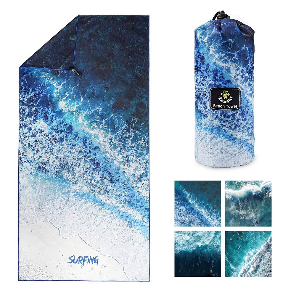 4Monster Microfiber Beach Towel Quick Dry,Super Absorbent Lightweight Travel Towel for Swimmers, Sand Free Camping Towel, Beach Towels for Pool,Swim,Water Sports,Yoga