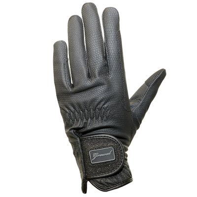 Isabella Ladies Synthetic Leather Equestrian Horse Riding Gloves, Black, Brown, Navy, White sz 5-9 (Black, Small)