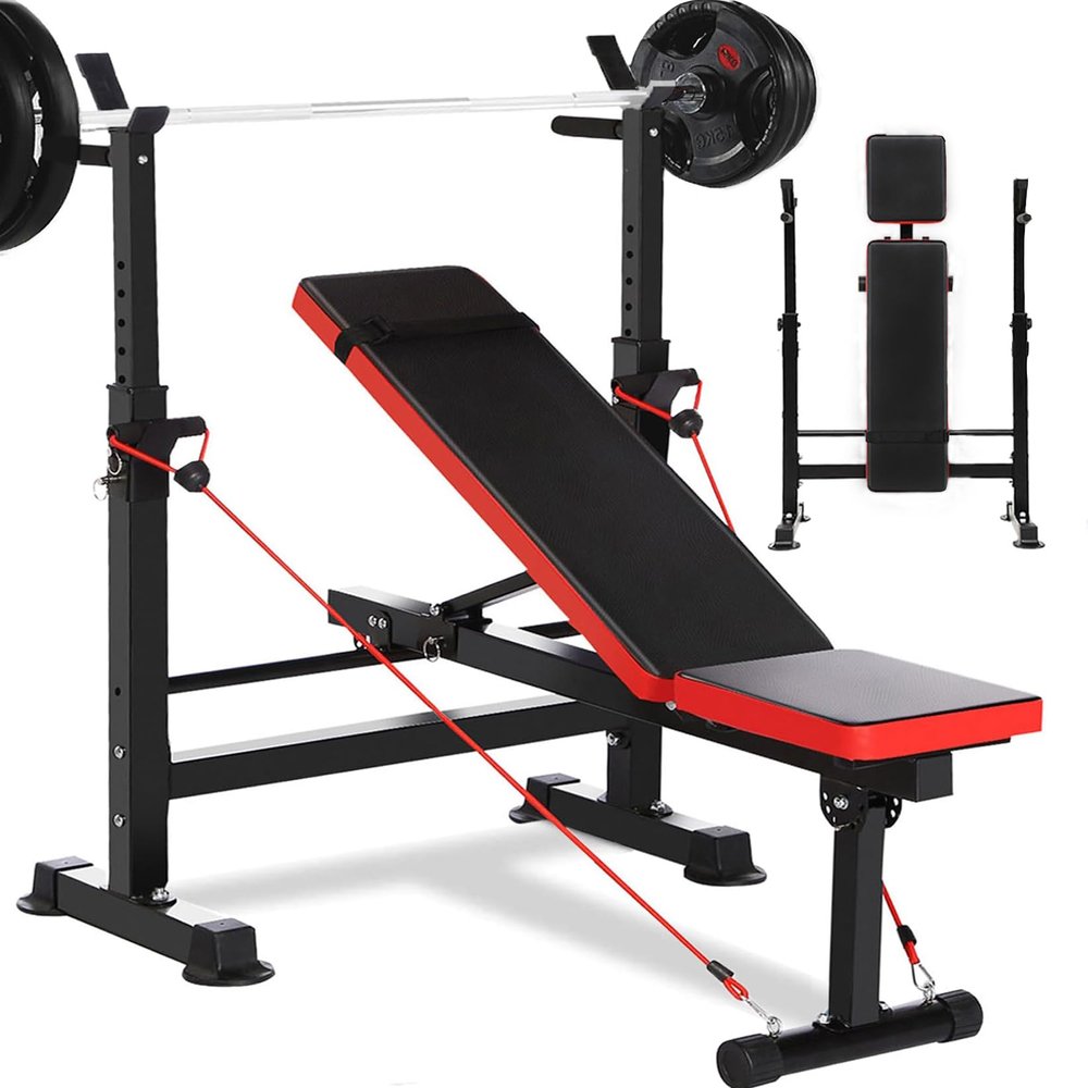 Hicient 330lbs Olympic Weight Bench Press Set with Preacher Curl & Leg Developer Multifunctional Adjustable Weight Bench Set Exercise Equipment for Indoor Gym Home Full-Body Workout