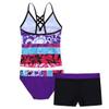 Kaerm Big Girls Tie Dye 3 Pcs Tankini Set Criss Cross Top with Brief Shorts Swimsuit Beachwear Purple 10 view 2