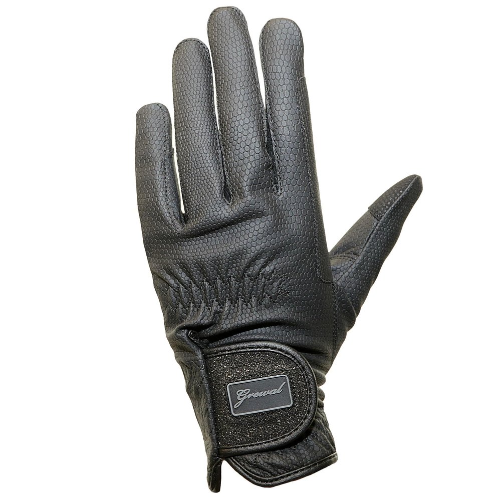 Isabella Ladies Synthetic Leather Equestrian Horse Riding Gloves, Black, Brown, Navy, White sz 5-9 (Black, X-Large)