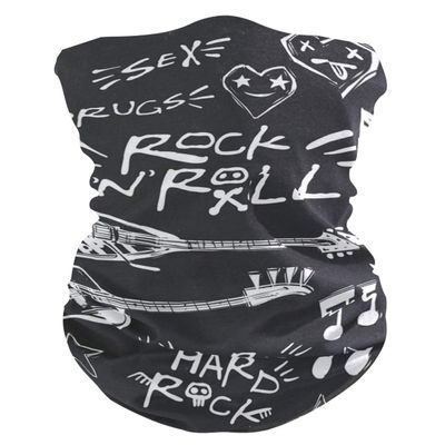 Rock 'N' Roll Music Bandana Mask Cover Face for Dust Outdoors Sports Washable Magic Scarf Gaiter Headband Men Women Multicoloured